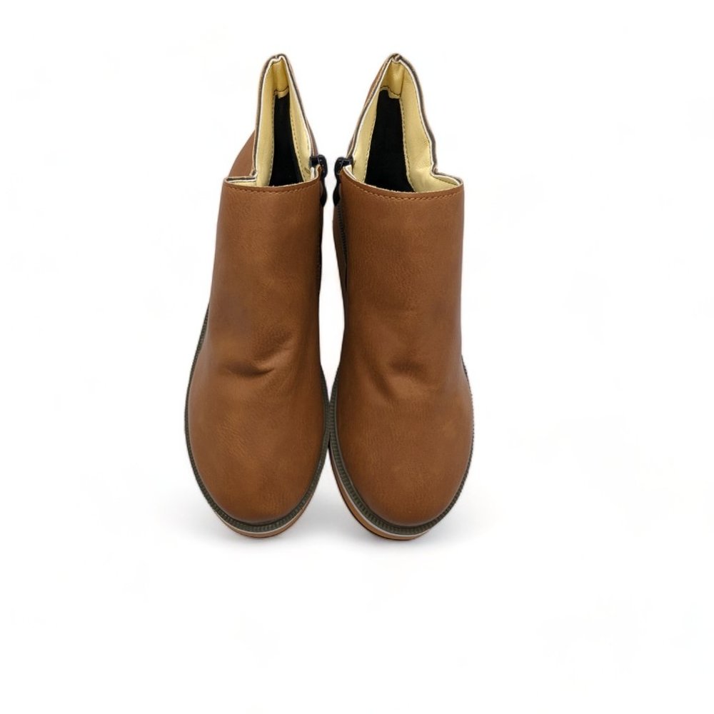 Tan Platform Zip-up Women's Booties Size 8 NEW - Picture 6 of 7